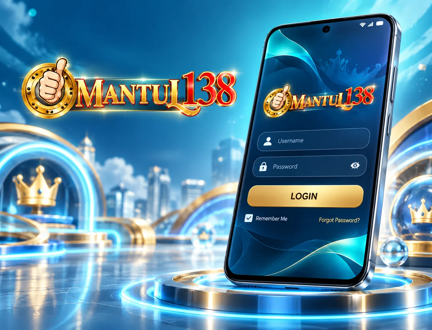 Ilustrasi halaman akun dan akses MANTUL138 pada layar smartphone