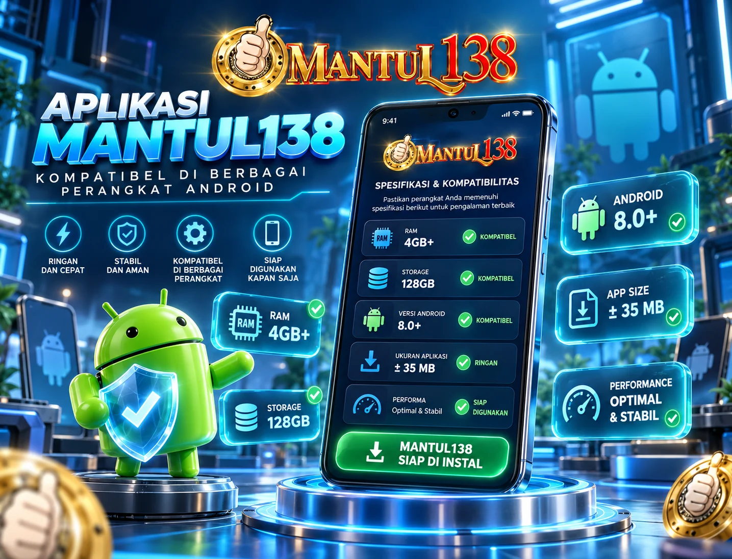 Ilustrasi pemeriksaan kompatibilitas perangkat Android untuk MANTUL138 App