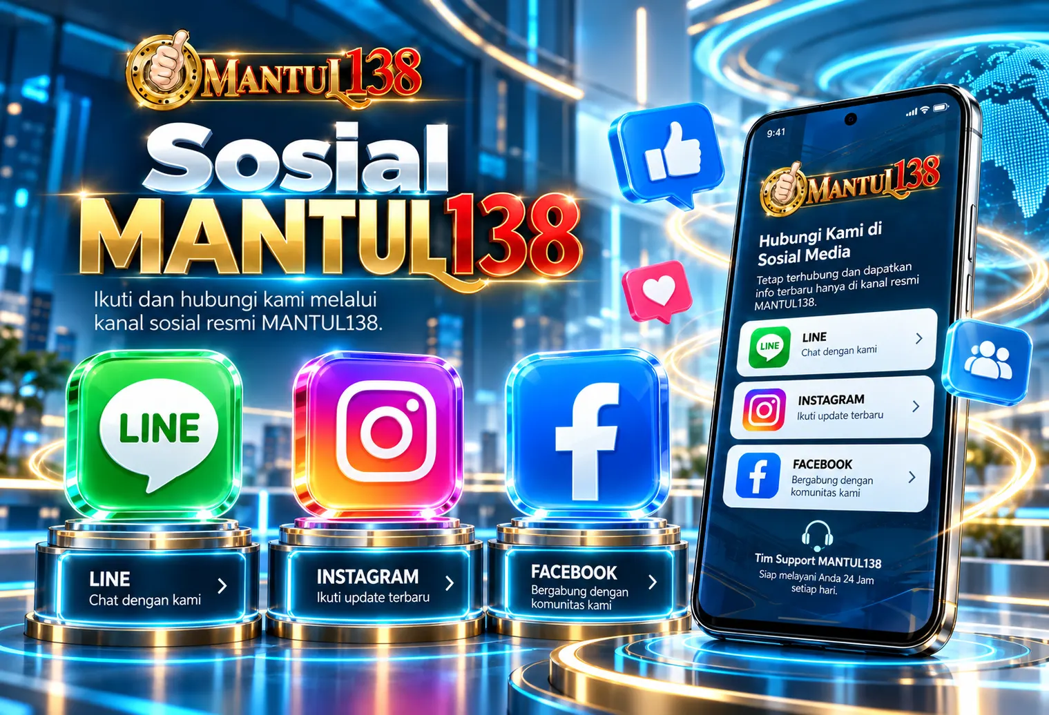 Ilustrasi kanal media sosial resmi MANTUL138