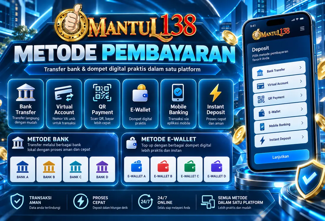 Ilustrasi opsi bank dan dompet digital yang muncul di situs MANTUL138