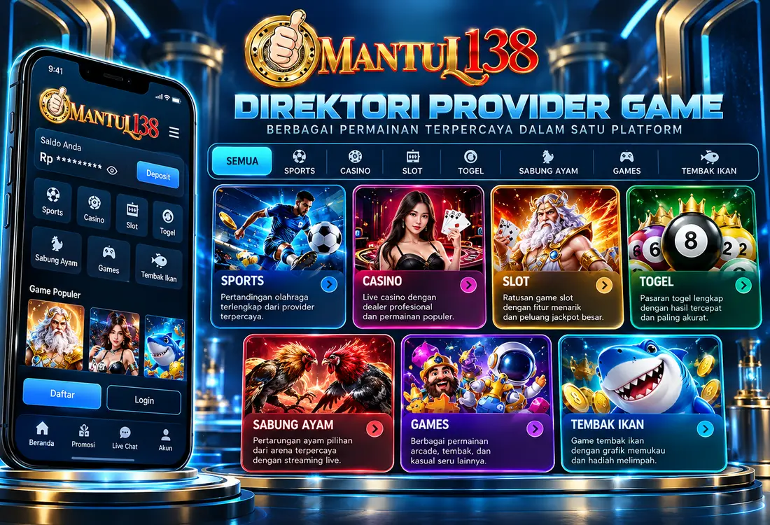 Ilustrasi katalog logo provider permainan dalam ekosistem MANTUL138